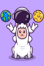 Load image into Gallery viewer, Yoga llama alpaca with globe earth-moonⓂ️A pieces
